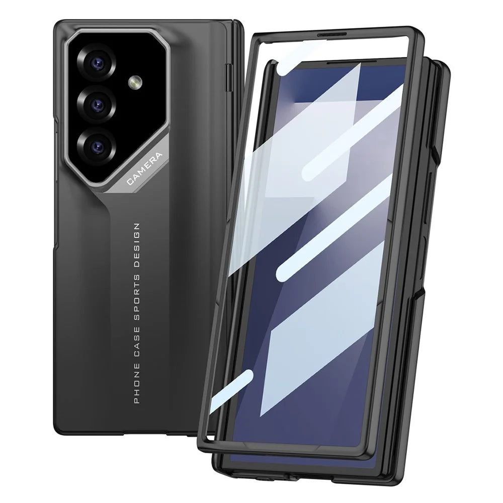GKK For Samsung Galaxy Z Fold7 5G Case Hinge Protection Shockproof PC Phone Cover with Screen Film - Black - 2