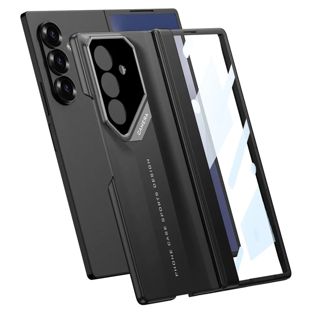 GKK For Samsung Galaxy Z Fold7 5G Case Hinge Protection Shockproof PC Phone Cover with Screen Film - Black - 3