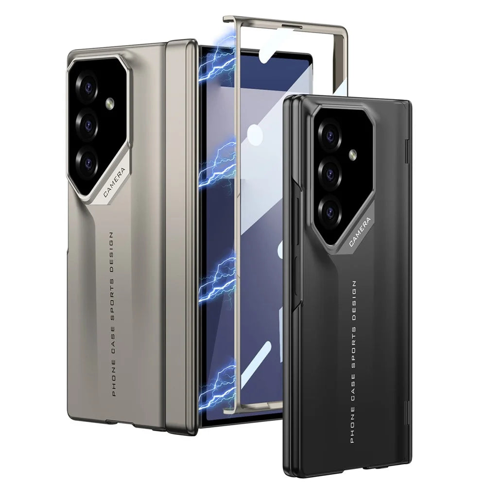 GKK For Samsung Galaxy Z Fold7 5G Case Hinge Protection Shockproof PC Phone Cover with Screen Film - Black - 7