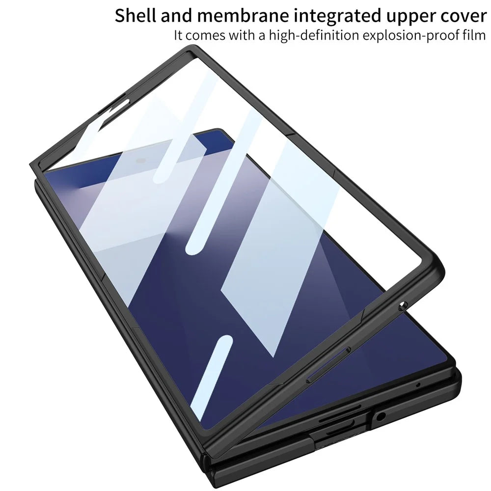 GKK For Samsung Galaxy Z Fold7 5G Phone Case Card Holder Kickstand PU Leather Back Cover with Screen Film - Black - 4