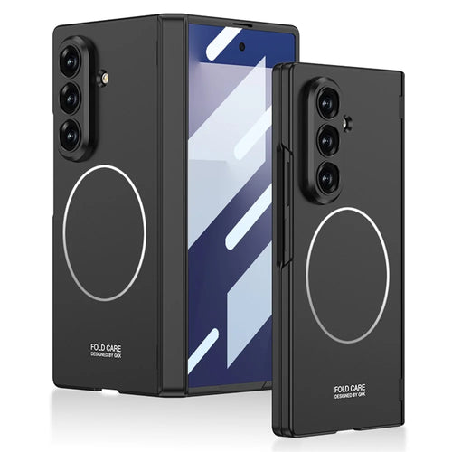 GKK For Samsung Galaxy Z Fold7 5G Case Hinge Protection PC Phone Cover with Screen Film, Wireless Charging Compatible - Black - 1