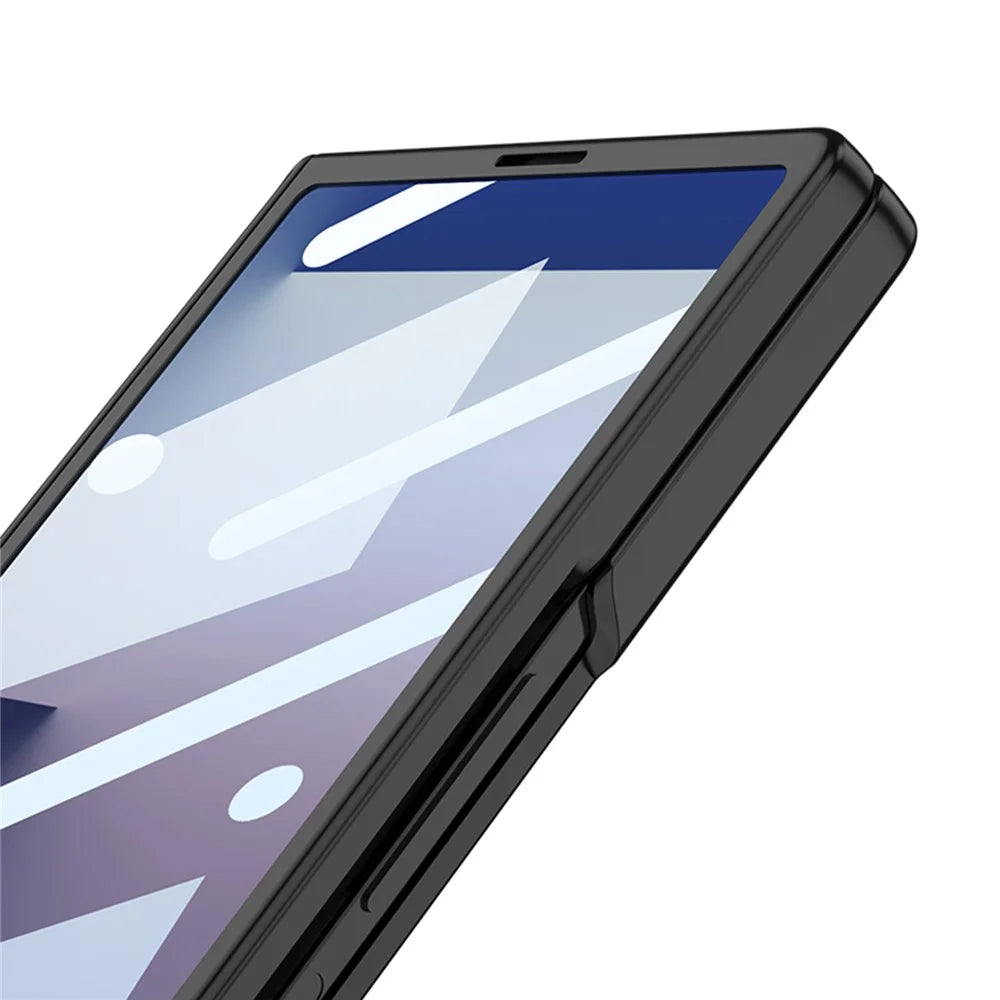 GKK For Samsung Galaxy Z Fold7 5G Kickstand Case Hinge Protection PC Phone Cover with Tempered Glass Film - Black - 4