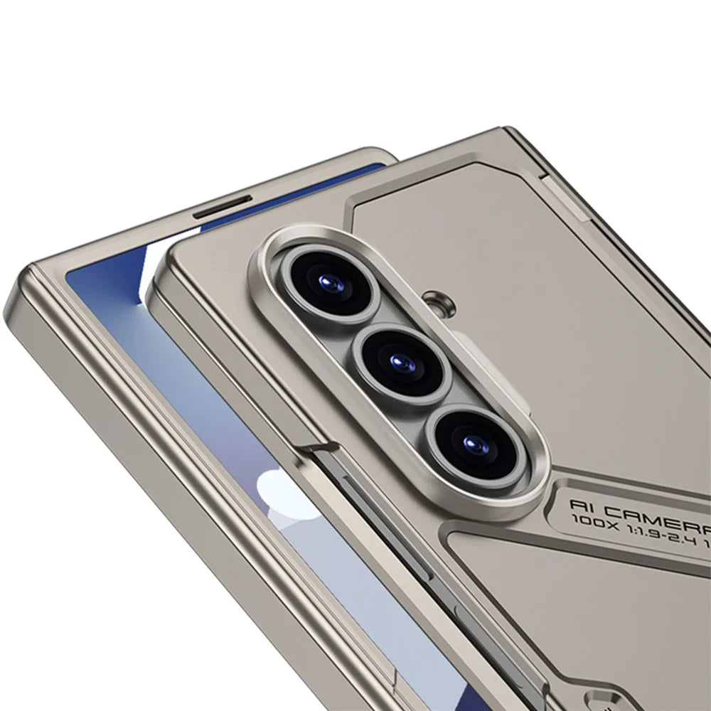 GKK For Samsung Galaxy Z Fold7 5G Kickstand Case Hinge Protection PC Phone Cover with Tempered Glass Film - Black - 6