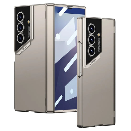 GKK For Samsung Galaxy Z Fold7 5G Case Hinge Protection PC Shockproof Phone Cover with Tempered Glass Film - Titanium Grey - 1
