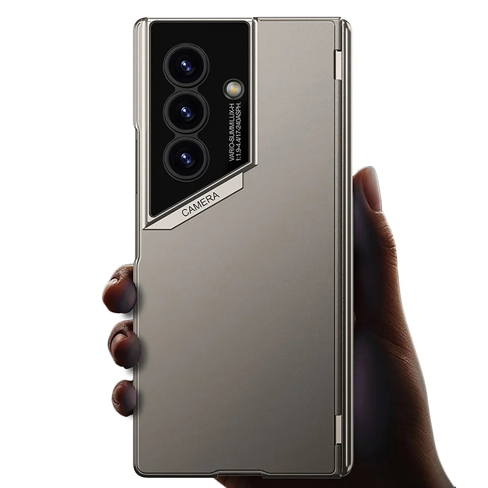 GKK For Samsung Galaxy Z Fold7 5G Case Hinge Protection PC Shockproof Phone Cover with Tempered Glass Film - Titanium Grey - 3