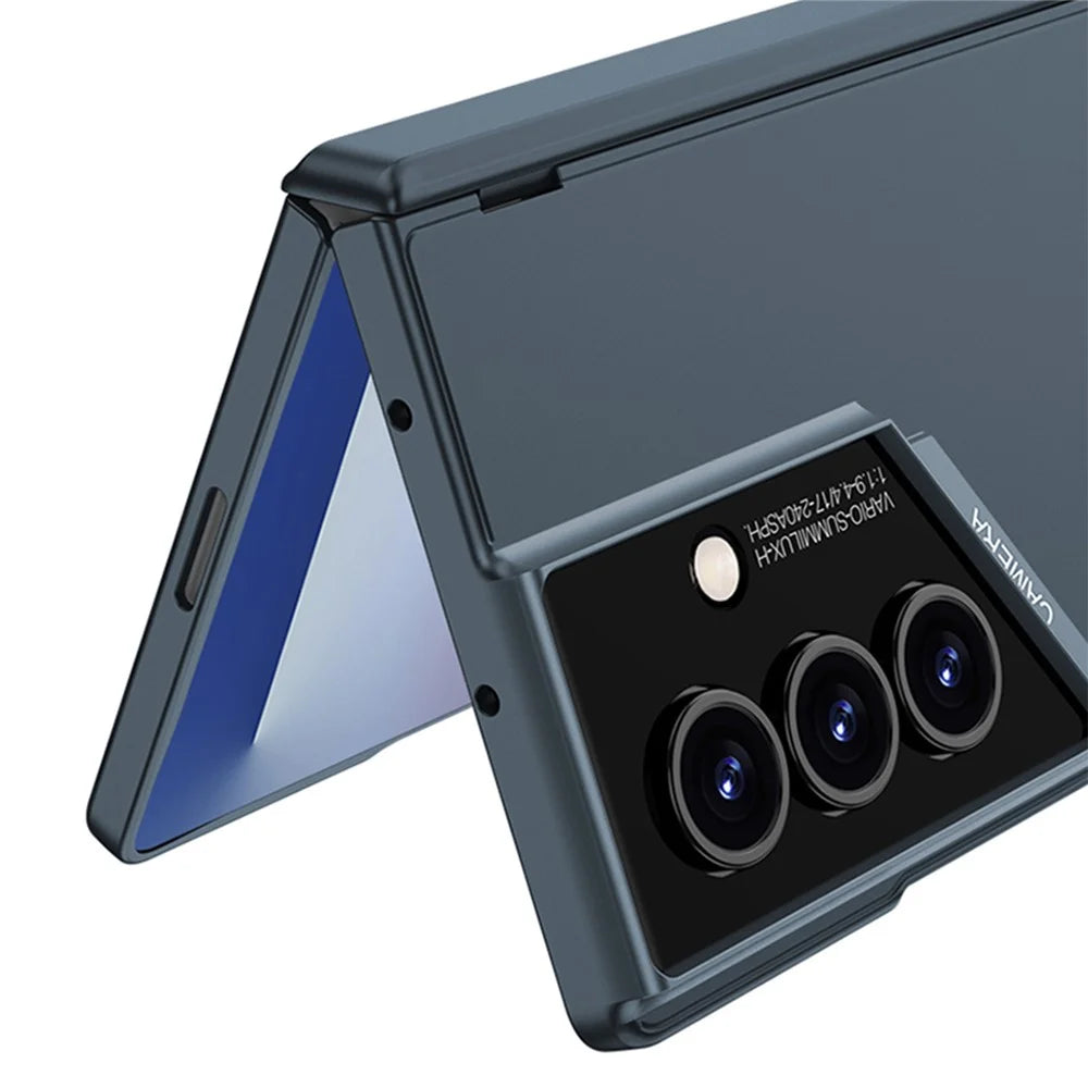 GKK For Samsung Galaxy Z Fold7 5G Case Hinge Protection PC Shockproof Phone Cover with Tempered Glass Film - Titanium Grey - 7
