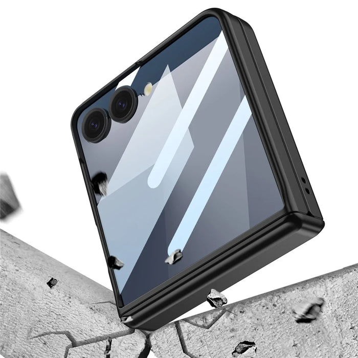 GKK For Samsung Galaxy Z Flip7 5G Magnetic Case Hinge Protection PC + Tempered Glass Slim Phone Cover - Silver - 7