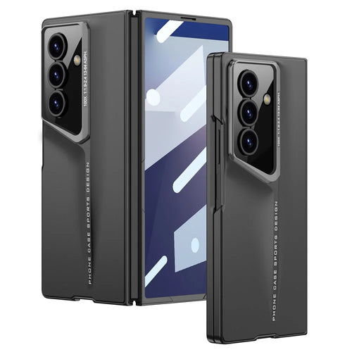 GKK For Samsung Galaxy Z Fold7 5G Case PC Ultra Slim Phone Cover with Tempered Glass Film  - Black - 1