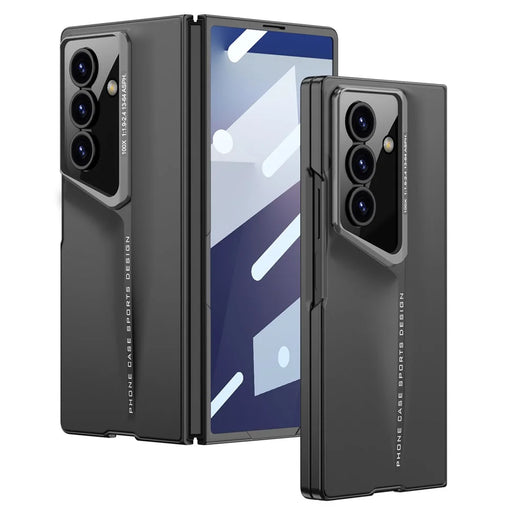 GKK For Samsung Galaxy Z Fold7 5G Case PC Ultra Slim Phone Cover with Tempered Glass Film  - Black - 1