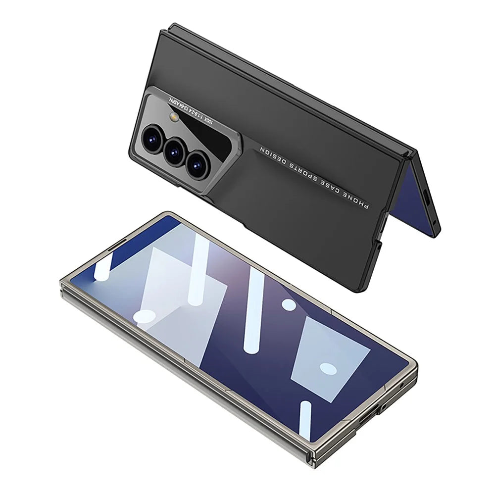GKK For Samsung Galaxy Z Fold7 5G Case PC Ultra Slim Phone Cover with Tempered Glass Film  - Black - 4
