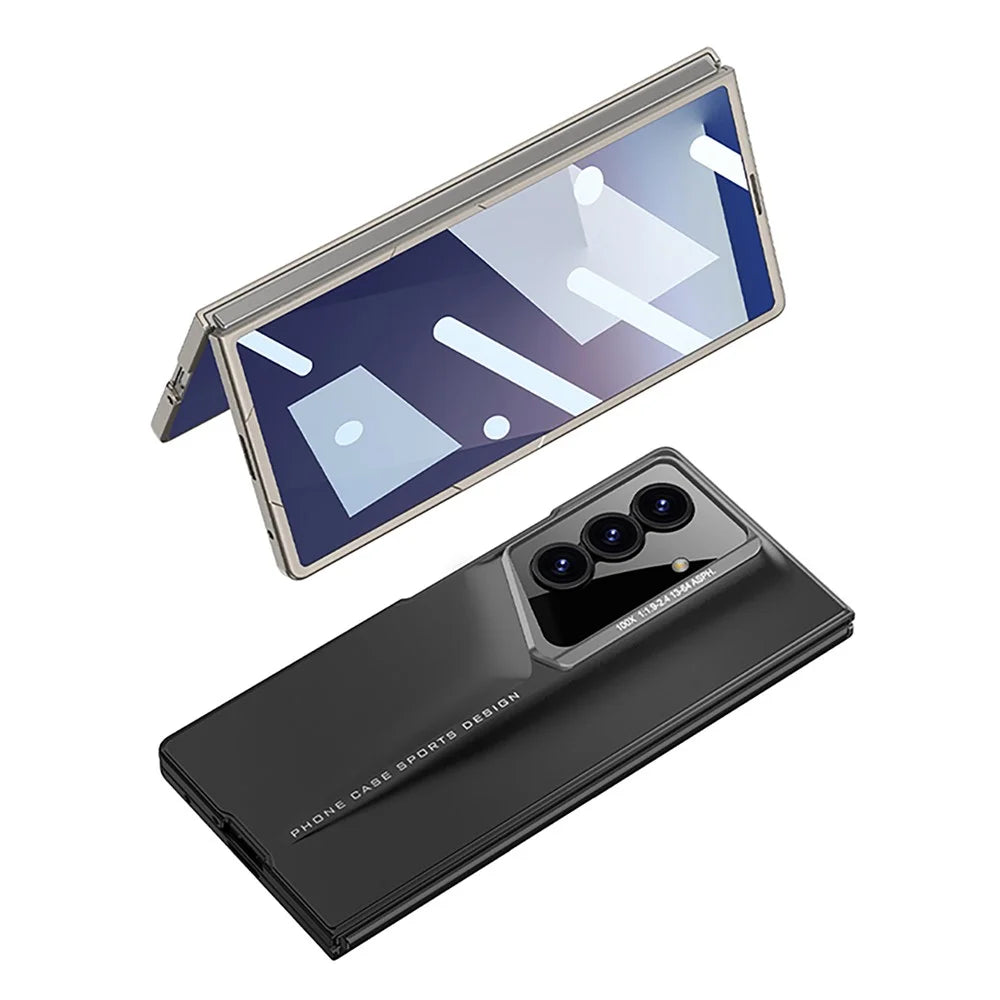GKK For Samsung Galaxy Z Fold7 5G Case PC Ultra Slim Phone Cover with Tempered Glass Film  - Black - 5