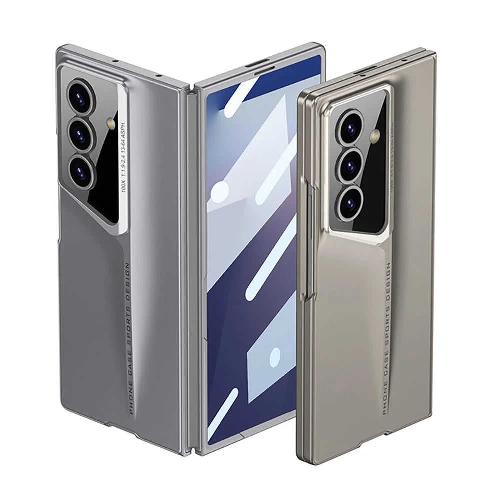 GKK For Samsung Galaxy Z Fold7 5G Case PC Ultra Slim Phone Cover with Tempered Glass Film  - Black - 7