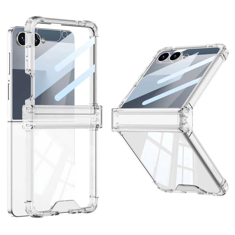 GKK For Samsung Galaxy Z Flip7 5G Case with Back Film Airbag Hinge Protection Shockproof TPU Phone Cover - Transparent - 1