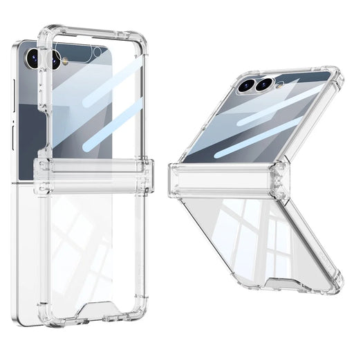 GKK For Samsung Galaxy Z Flip7 5G Case with Back Film Airbag Hinge Protection Shockproof TPU Phone Cover - Transparent - 1