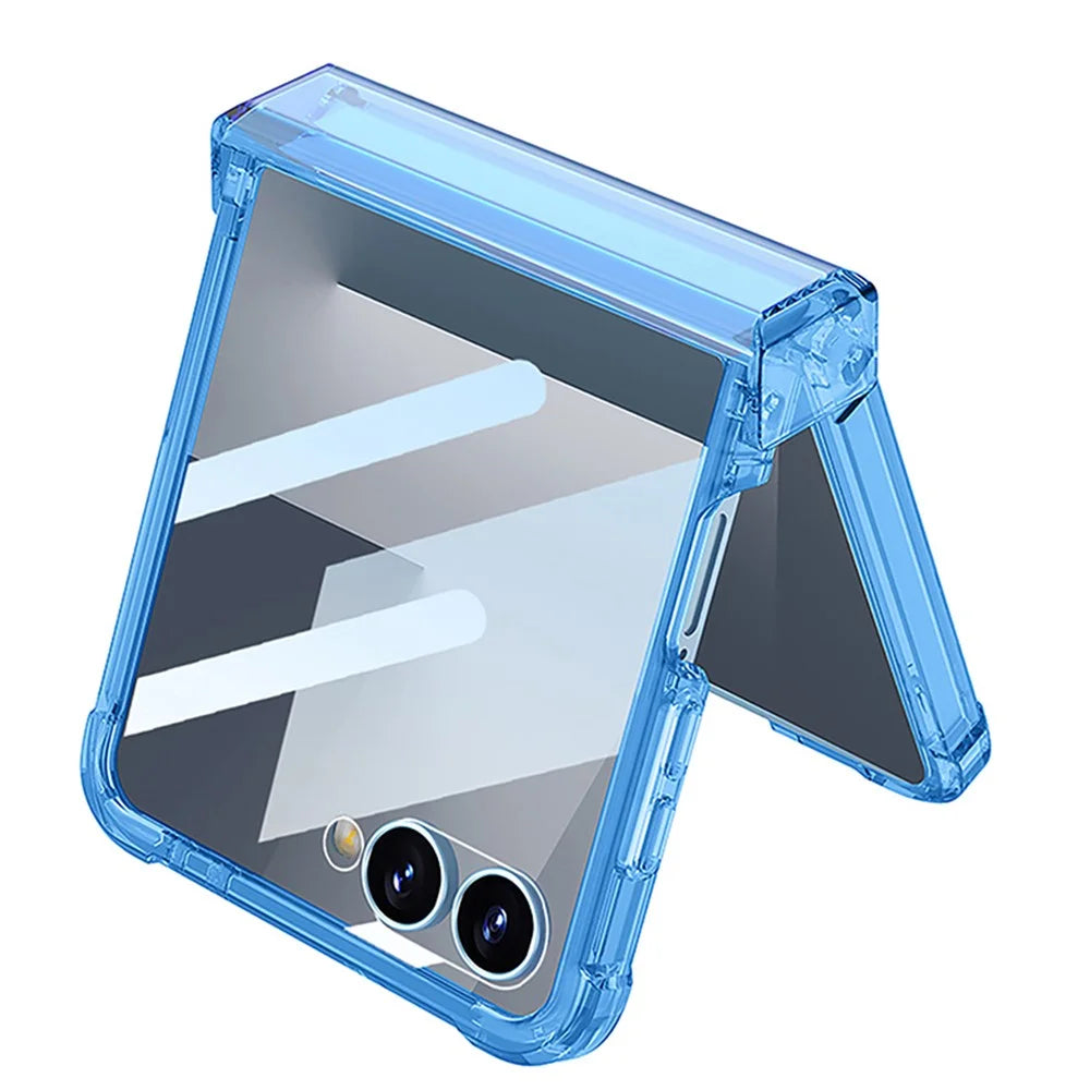 GKK For Samsung Galaxy Z Flip7 5G Case with Back Film Airbag Hinge Protection Shockproof TPU Phone Cover - Transparent - 3