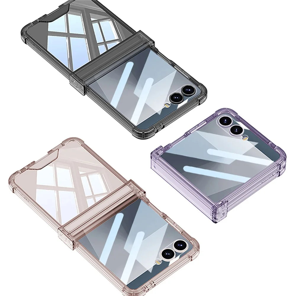GKK For Samsung Galaxy Z Flip7 5G Case with Back Film Airbag Hinge Protection Shockproof TPU Phone Cover - Transparent - 7