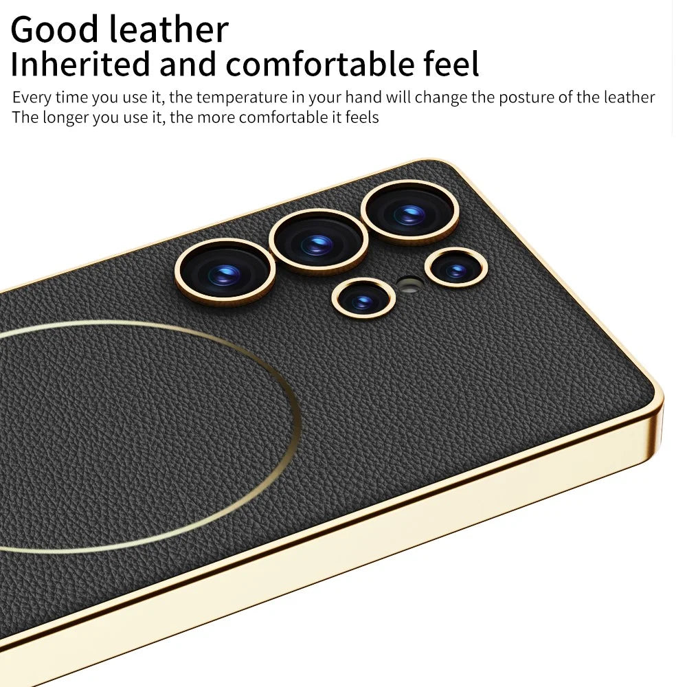 GKK For Samsung Galaxy S24 Ultra Case Electroplating PU + PC + TPU Phone Cover Support Wireless Charging - Carbon Fiber Texture - 4