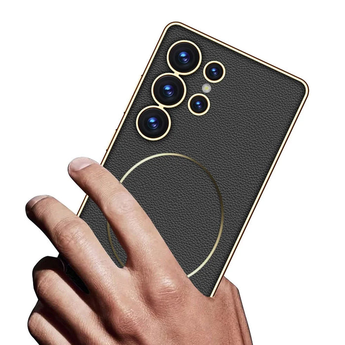 GKK For Samsung Galaxy S25 Ultra Case Electroplating PU + PC + TPU Phone Cover Support Wireless Charging - Carbon Fiber Texture - 3