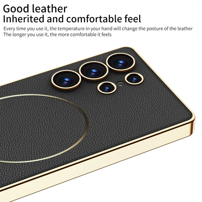 GKK For Samsung Galaxy S25 Ultra Case Electroplating PU + PC + TPU Phone Cover Support Wireless Charging - Carbon Fiber Texture - 4