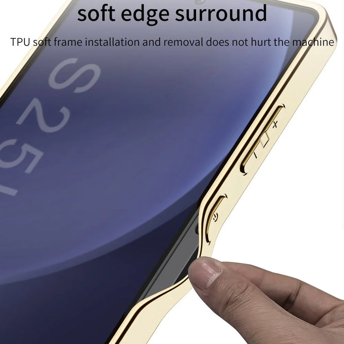 GKK For Samsung Galaxy S25 Ultra Case Electroplating PU + PC + TPU Phone Cover Support Wireless Charging - Carbon Fiber Texture - 6