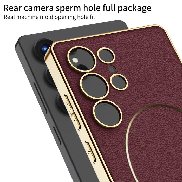 GKK For Samsung Galaxy S25 Ultra Case Electroplating PU + PC + TPU Phone Cover Support Wireless Charging - Carbon Fiber Texture - 7