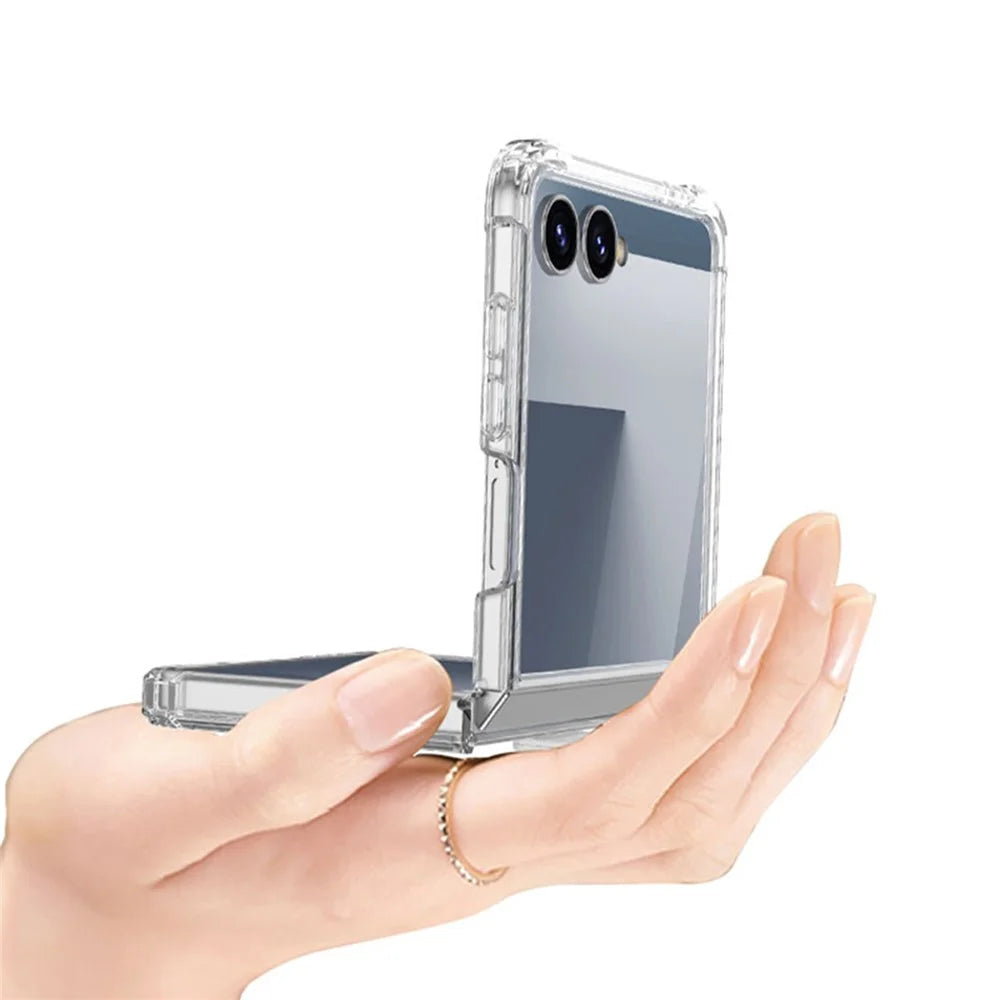 GKK For Samsung Galaxy Z Flip7 5G Case Airbag Cushion TPU + Acrylic Phone Cover Wireless Charging Compatible - Transparent Blue - 3