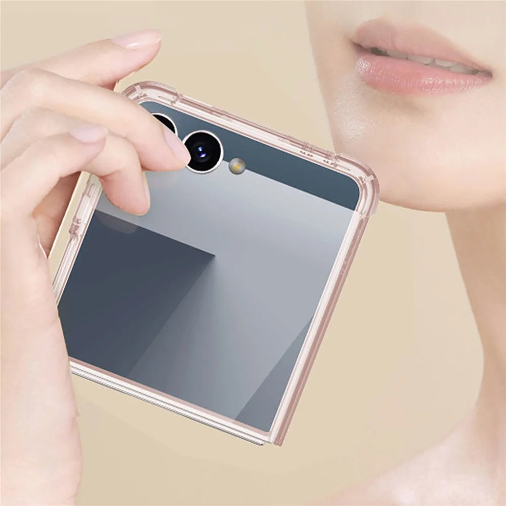 GKK For Samsung Galaxy Z Flip7 5G Case Airbag Cushion TPU + Acrylic Phone Cover Wireless Charging Compatible - Transparent Blue - 4