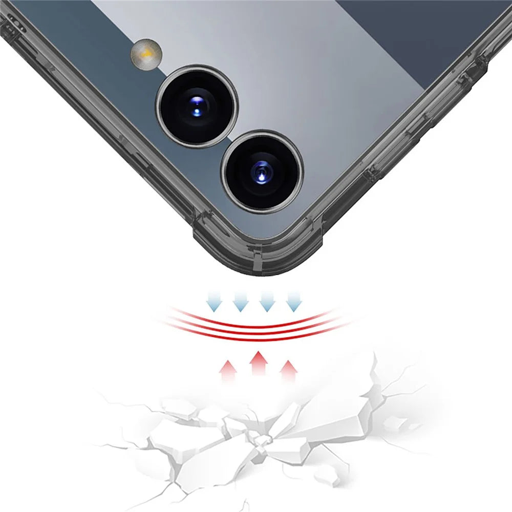 GKK For Samsung Galaxy Z Flip7 5G Case Airbag Cushion TPU + Acrylic Phone Cover Wireless Charging Compatible - Transparent Blue - 5