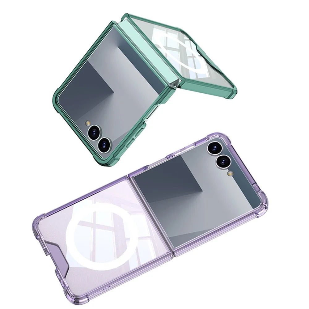 GKK For Samsung Galaxy Z Flip7 5G Case Airbag Cushion TPU + Acrylic Phone Cover Wireless Charging Compatible - Transparent Blue - 6