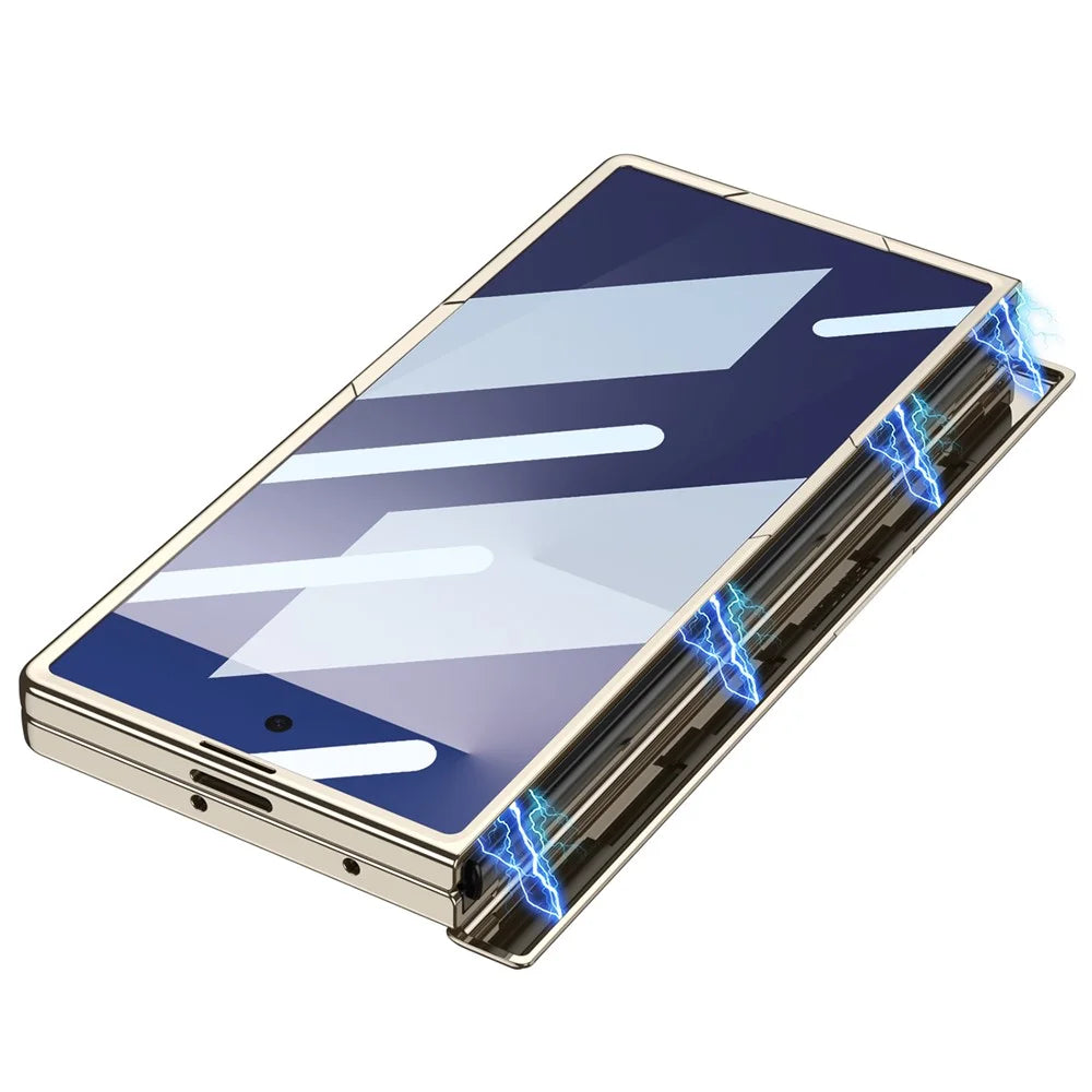 GKK For Samsung Galaxy Z Fold7 5G Kickstand Case Magnetic Hinge Protection PU + PC + Tempered Glass Phone Cover - Black - 4
