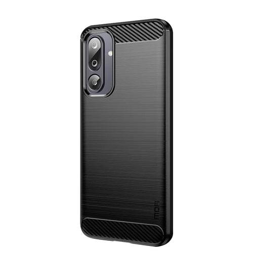 MOFI For Samsung Galaxy M36 5G Back Cover  Brushed Texture Carbon Fiber Soft TPU Case - Black - 1