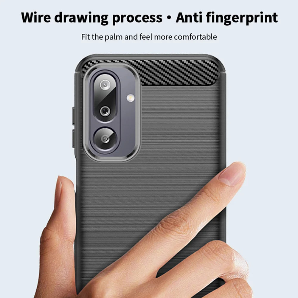 MOFI For Samsung Galaxy M36 5G Back Cover  Brushed Texture Carbon Fiber Soft TPU Case - Black - 4