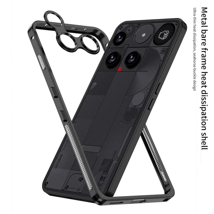 For Nothing Phone (3) 5G Bumper Cases Metal Frame Heat Dissipation Cover with Lens Protector - Black - 2