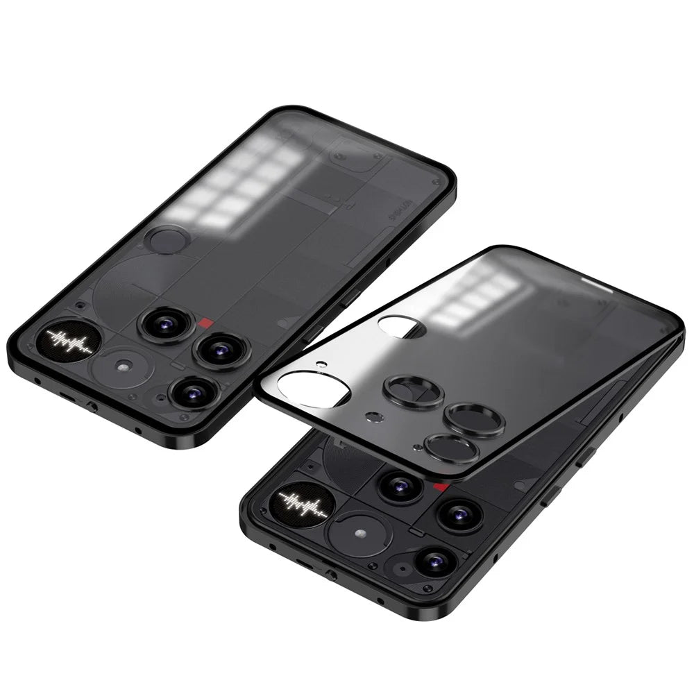 For Nothing Phone (3) 5G Matte Case Aluminium Alloy + PC Phone Cover Pop-Up Snap Lock - Black - 1
