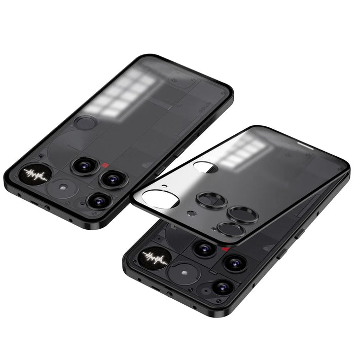 For Nothing Phone (3) 5G Matte Case Aluminium Alloy + PC Phone Cover Pop-Up Snap Lock - Black - 1