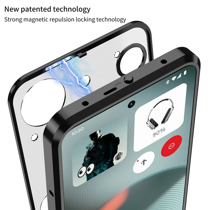 For Nothing Phone (3) 5G Matte Case Aluminium Alloy + PC Phone Cover Pop-Up Snap Lock - Black - 3