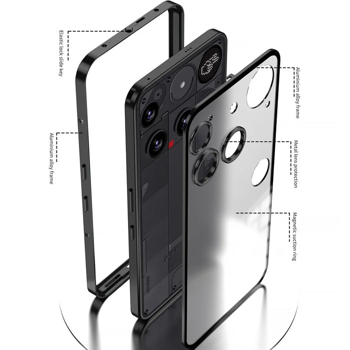 For Nothing Phone (3) 5G Matte Case Aluminium Alloy + PC Phone Cover Pop-Up Snap Lock - Black - 7
