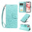 For iPhone 15 Case RFID Blocking Imprinted Dog Pattern PU Leather Phone Cover with Wrist Strap - Green - 2