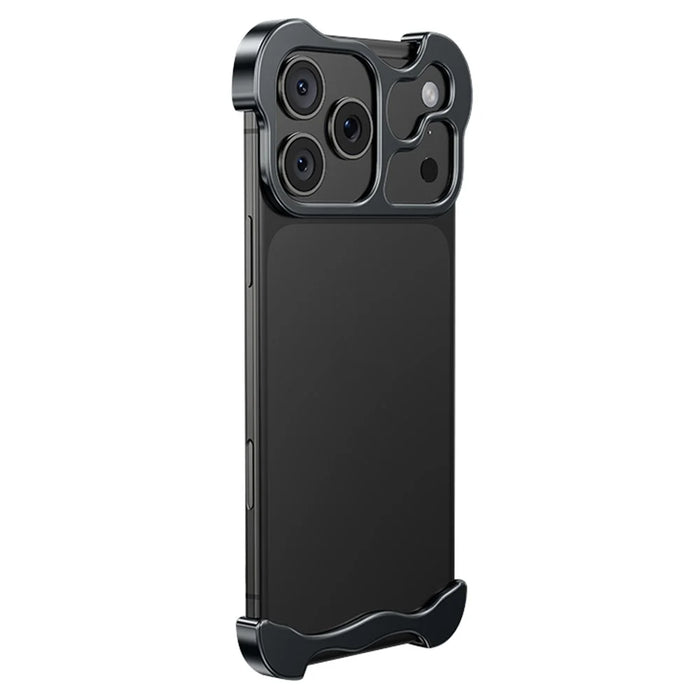For iPhone 17 Pro Max Bumper Case Metal Frameless Shockproof Cover with Camera Lens Protector - Black - 1