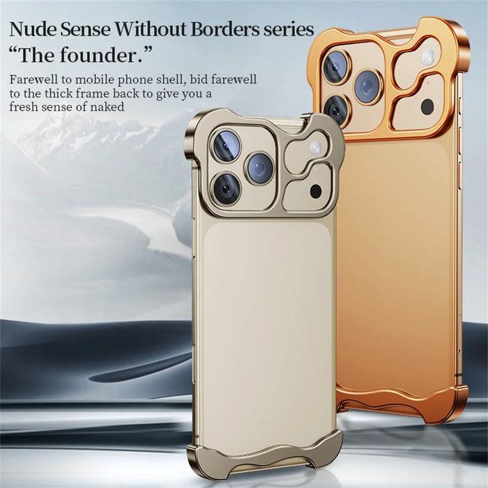For iPhone 17 Pro Max Bumper Case Metal Frameless Shockproof Cover with Camera Lens Protector - Black - 2