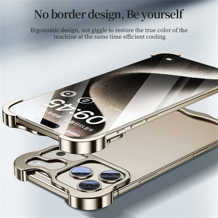For iPhone 17 Pro Max Bumper Case Metal Frameless Shockproof Cover with Camera Lens Protector - Black - 3