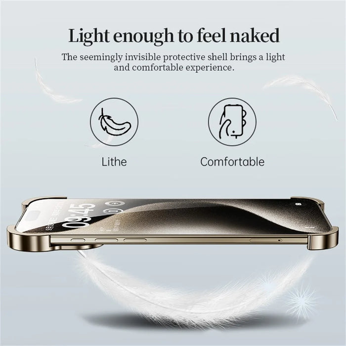 For iPhone 17 Pro Max Bumper Case Metal Frameless Shockproof Cover with Camera Lens Protector - Black - 5