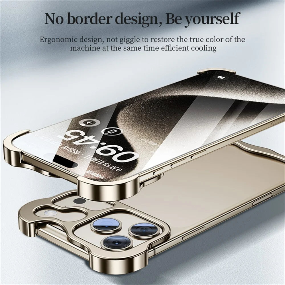 For iPhone 17 Pro Bumper Case Metal Frameless Shockproof Cover with Camera Lens Protector - Black - 3