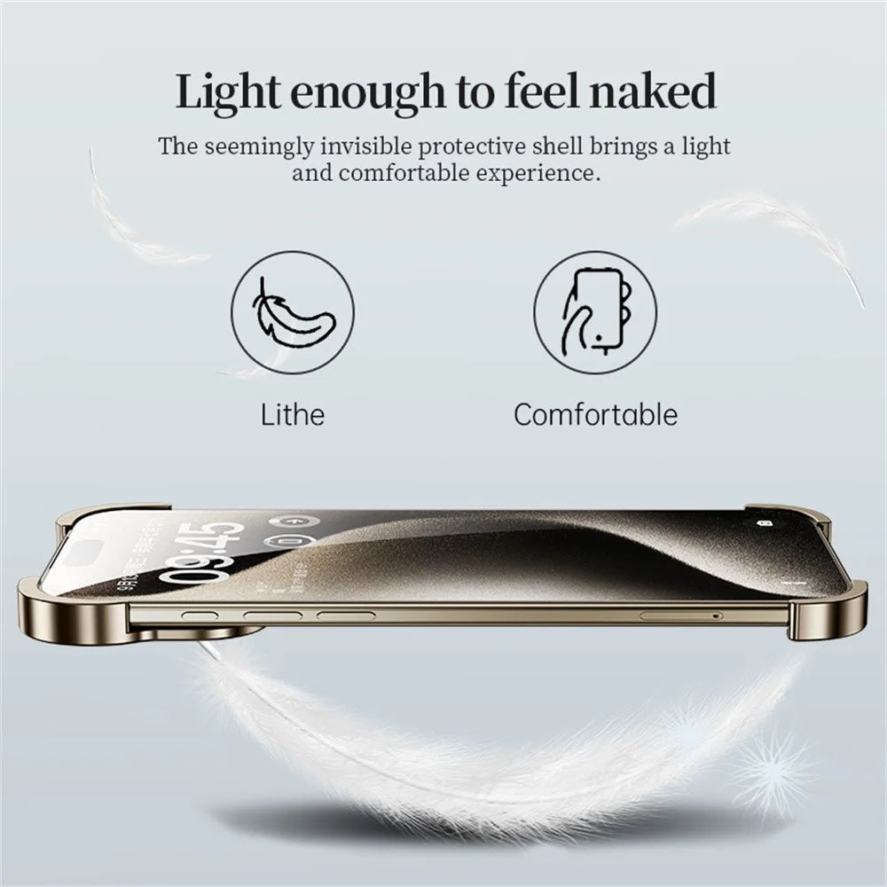 For iPhone 17 Pro Bumper Case Metal Frameless Shockproof Cover with Camera Lens Protector - Black - 5