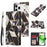 For iPhone 18 Pro / 17 Pro Case Lacquered Marble Pattern Leather Phone Cover with Wrist Strap - Black - 1
