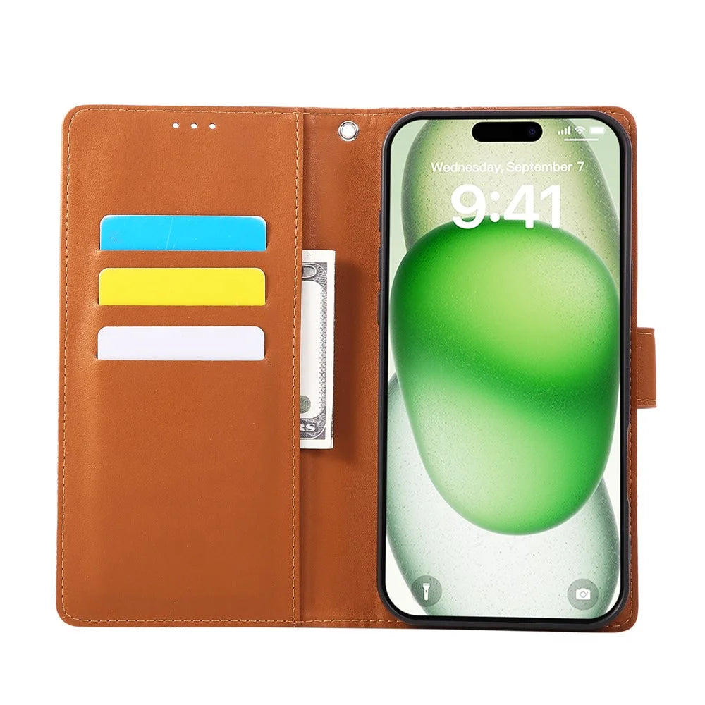 For iPhone 18 Pro Max / 17 Pro Max Case Rose Flower PU Leather Wallet Phone Cover with 3 Card Slots / Wrist Strap - Brown - 4