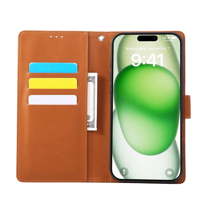 For iPhone 18 Pro / 17 Pro Case Rose Flower PU Leather Wallet Phone Cover with 3 Card Slots / Wrist Strap - Brown - 4