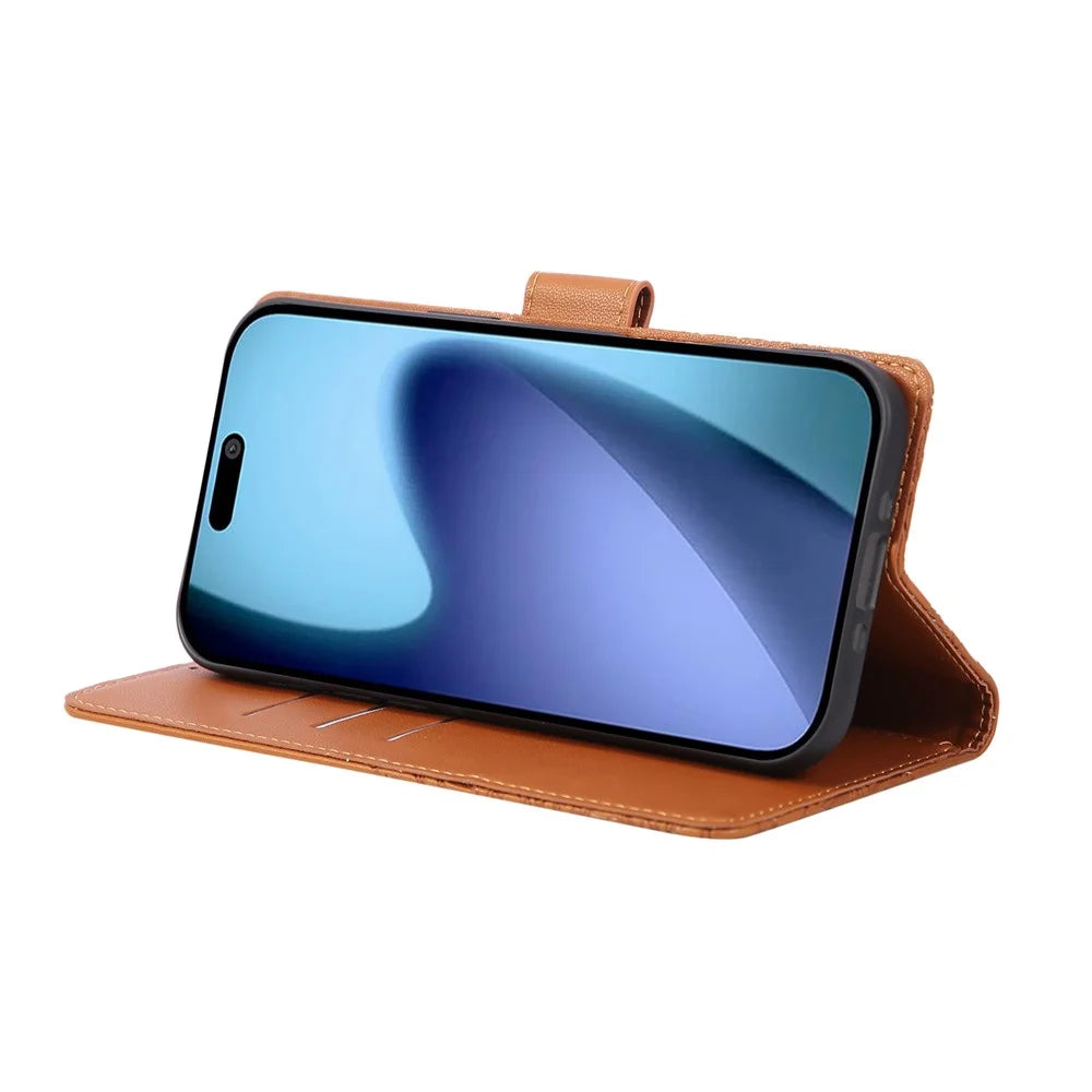 For iPhone Air Case Rose Flower PU Leather Wallet Phone Cover with 3 Card Slots / Wrist Strap - Brown - 3
