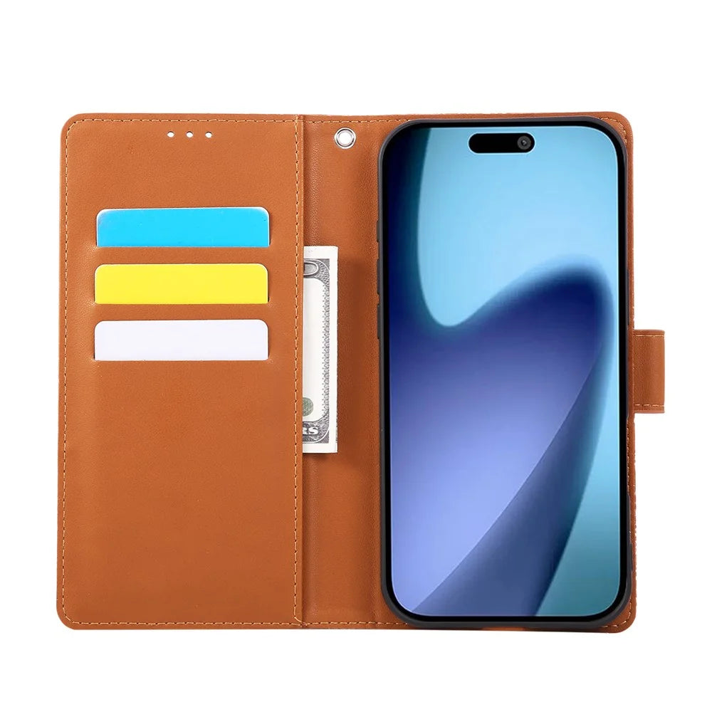 For iPhone Air Case Rose Flower PU Leather Wallet Phone Cover with 3 Card Slots / Wrist Strap - Brown - 4