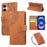 For iPhone 17 Case Rose Flower PU Leather Wallet Phone Cover with 3 Card Slots / Wrist Strap - Brown - 1